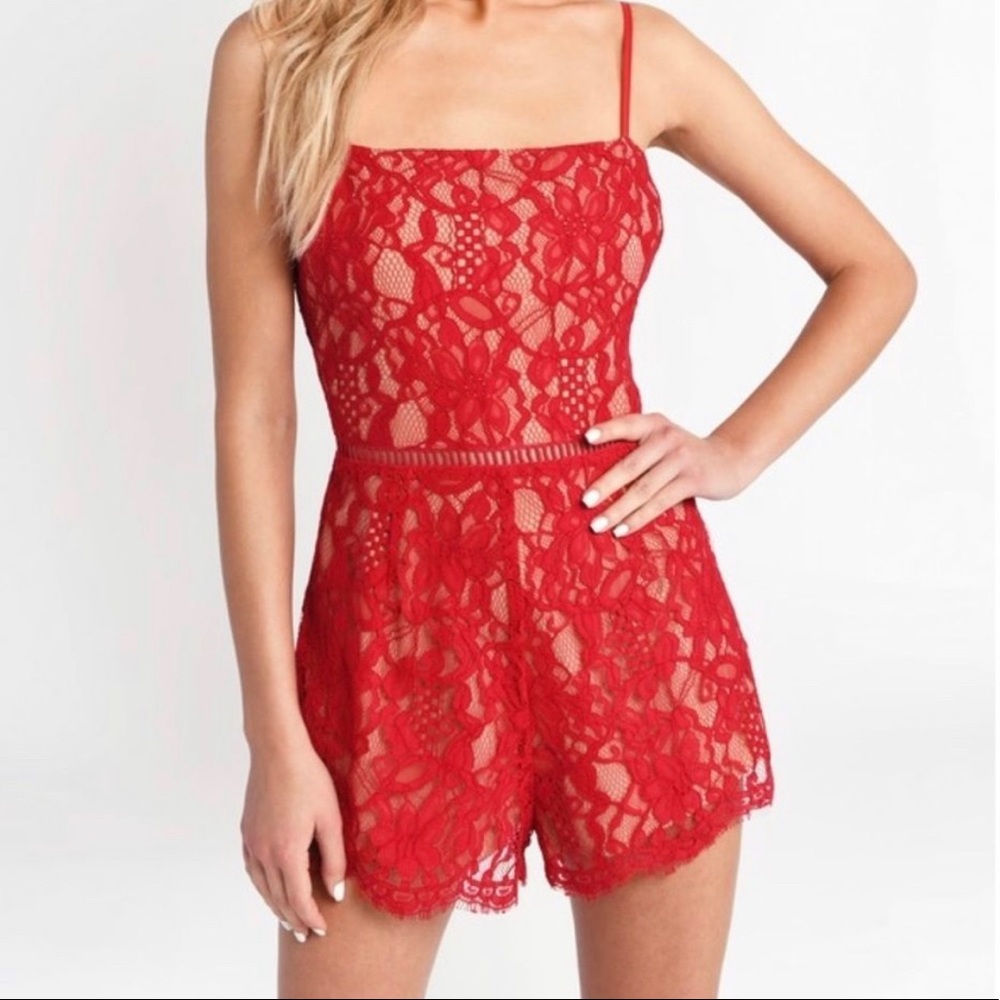 Red Lace Tobi Romper